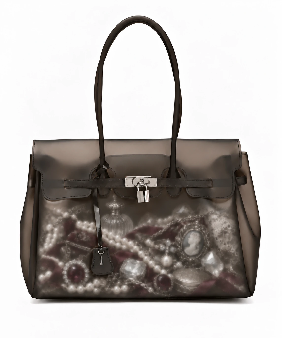 Front design reference for the smoky brown Jewelry Bag