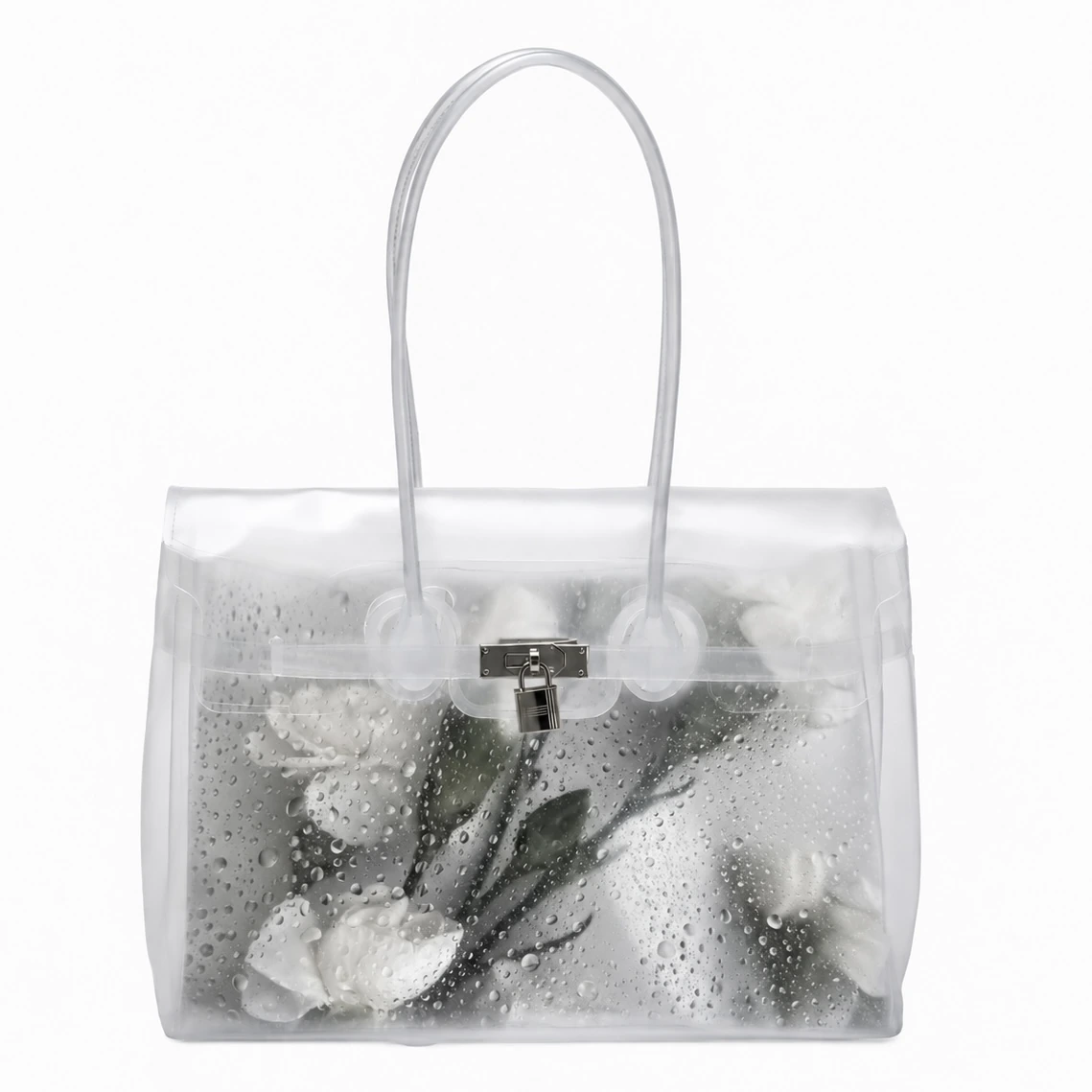 Front design reference for the translucent White Rose Bag